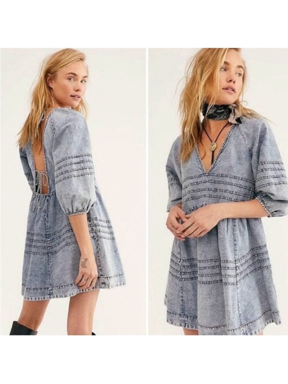 Free people sweet surrender denim mini dress xs
